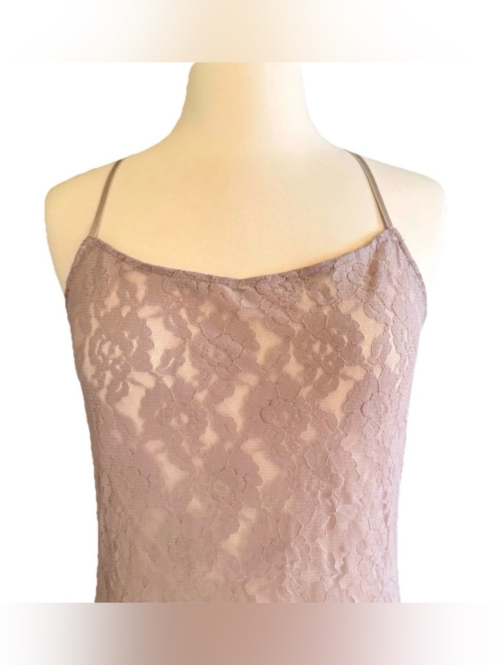 Anthropologie Lace Godet Maxi Slip Dress Mauve Lace Open Back Size M NWT - Picture 7 of 9